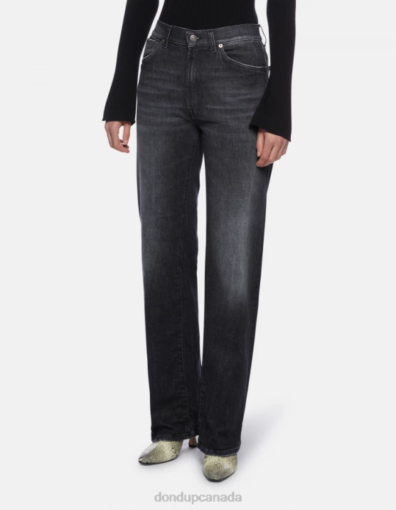 DONDUP Women Mabel Wide-Leg Stretch Denim Jeans XF8V104 Apparel Black