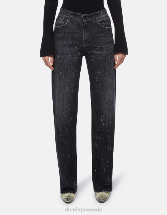 DONDUP Women Mabel Wide-Leg Stretch Denim Jeans XF8V92 Apparel Black