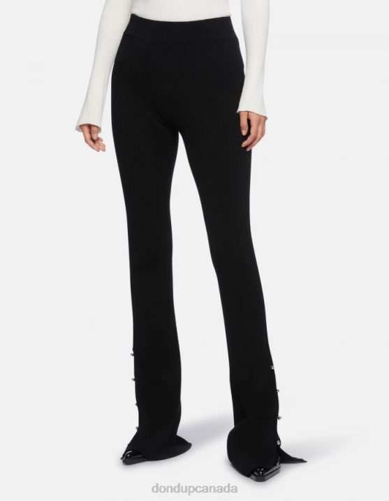 DONDUP Women Bootcut Viscose Trousers XF8V218 Apparel Black