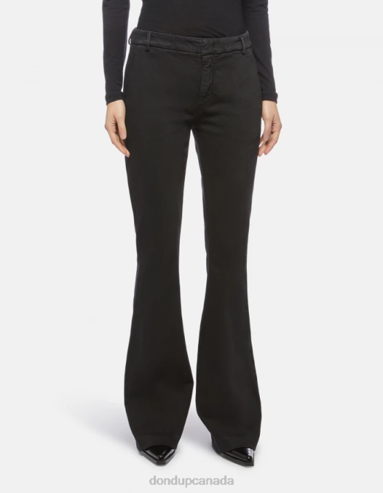 DONDUP Women Lexi Bootcut Trousers in Stretch Bull Denim XF8V216 Apparel Black