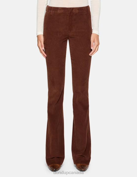 DONDUP Women Lexi Bootcut Trousers in Velvet XF8V122 Apparel Cioccolato