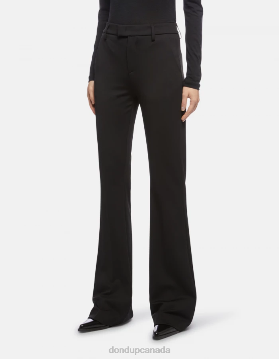DONDUP Women Tina Bootcut Jersey Trousers XF8V205 Apparel Black