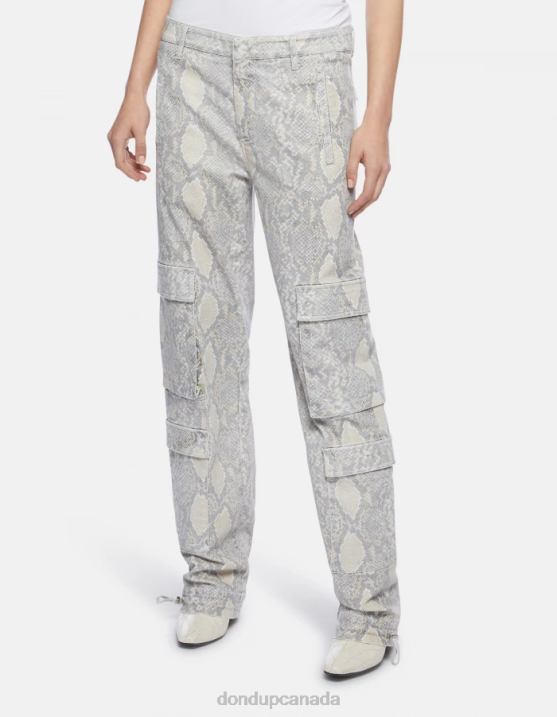 DONDUP Women Tori Loose-Fit Printed Cotton Trousers XF8V119 Apparel Natural
