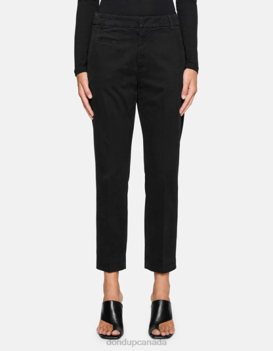 DONDUP Women Ariel Carrot-Fit 27-Inch Cotton Trousers XF8V165 Apparel Black