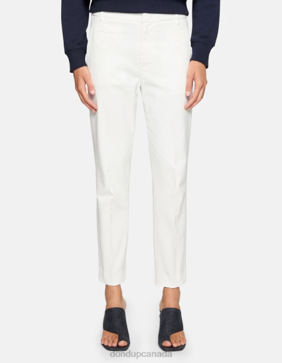 DONDUP Women Ariel Carrot-Fit 27-Inch Cotton Trousers XF8V166 Apparel Alabastro