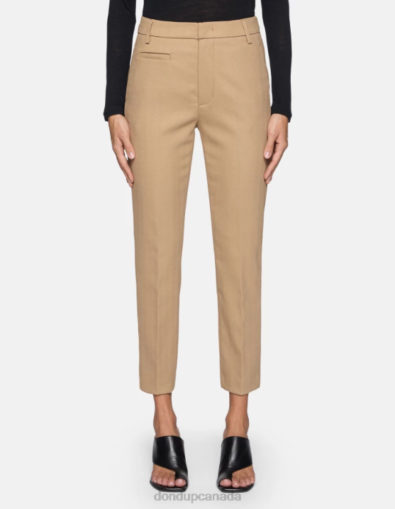 DONDUP Women Ariel Carrot-Fit 27-Inch Wool-Blend Trousers XF8V146 Apparel Beige