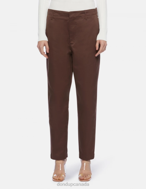 DONDUP Women Janis Carrot-Fit Cotton Trousers XF8V159 Apparel Brown