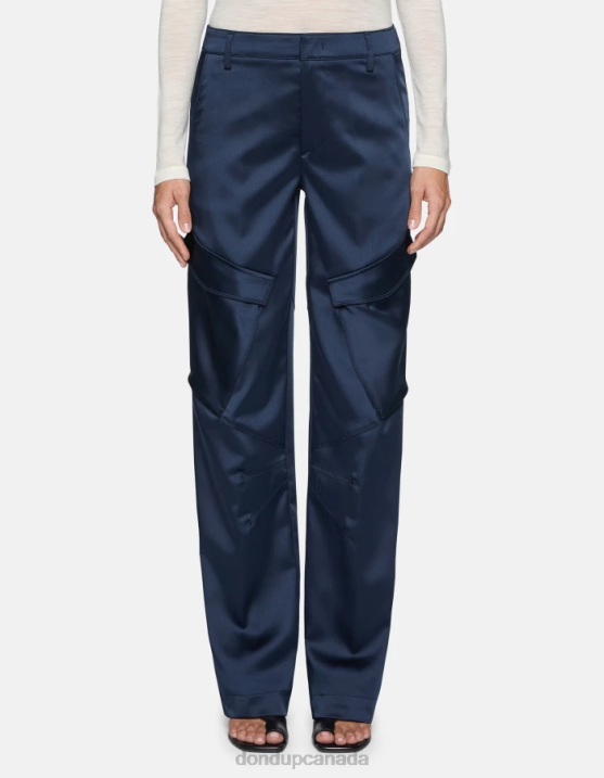 DONDUP Women Camila Loose-Fit Satin Trousers XF8V199 Apparel Blue