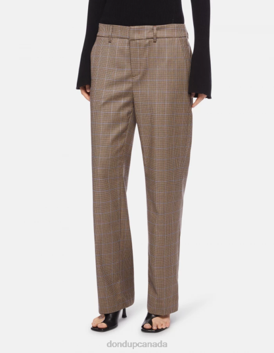 DONDUP Women Meli Loose-Fit 30-Inch Houndstooth Trousers XF8V230 Apparel Blue