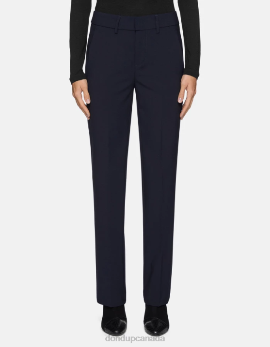 DONDUP Women Meli Loose-Fit 30-Inch Wool Trousers XF8V241 Apparel Navy Blue