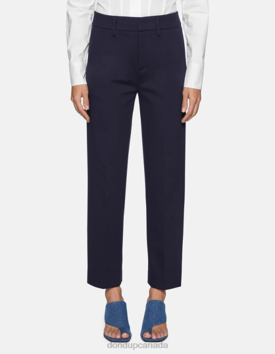 DONDUP Women Meli Loose-Fit Cropped Jersey Trousers XF8V220 Apparel Dark Blue