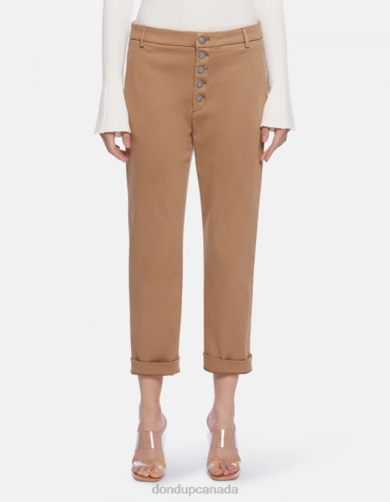DONDUP Women Nima Loose-Fit Tricotine Trousers XF8V232 Apparel Sand