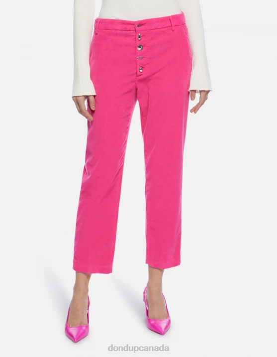 DONDUP Women Nima Loose-Fit Velvet Trousers XF8V136 Apparel Orchid