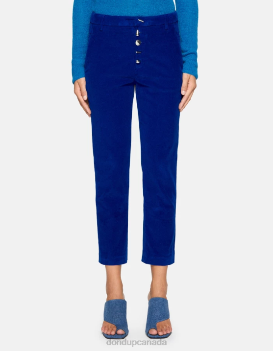 DONDUP Women Nima Loose-Fit Velvet Trousers XF8V138 Apparel Royal Blue