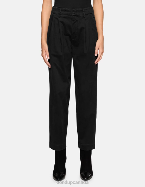 DONDUP Women Sheryl Loose-Fit Cotton Trousers XF8V237 Apparel Black