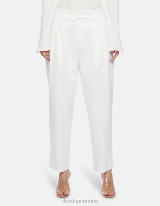 DONDUP Women Sheryl Loose-Fit Cotton Trousers XF8V238 Apparel Alabastro