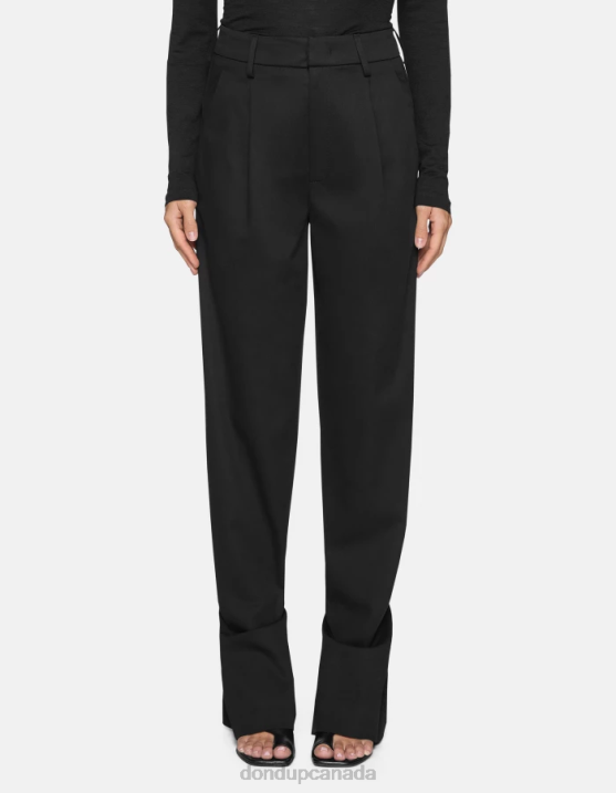 DONDUP Women Tru Loose-Fit Cotton Trousers XF8V215 Apparel Black
