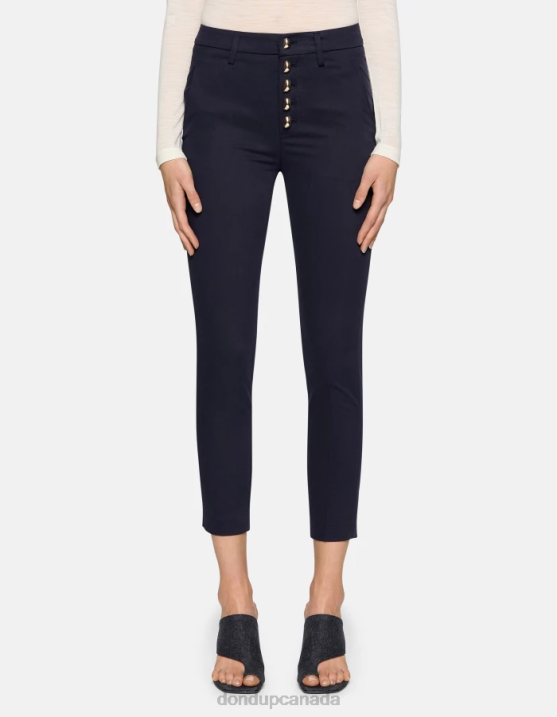 DONDUP Women Carmen Slim-Fit Cotton Trousers XF8V208 Apparel Navy Blue