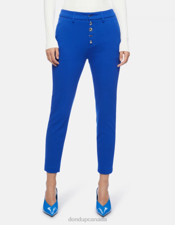 DONDUP Women Carmen Slim-Fit Jersey Trousers XF8V235 Apparel Royal Blue