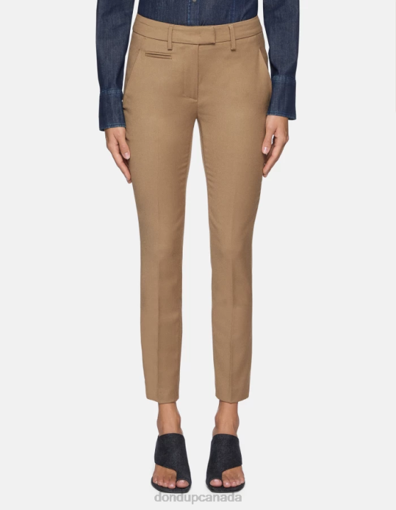 DONDUP Women Perfect Slim-Fit Flannel Trousers XF8V228 Apparel Camel