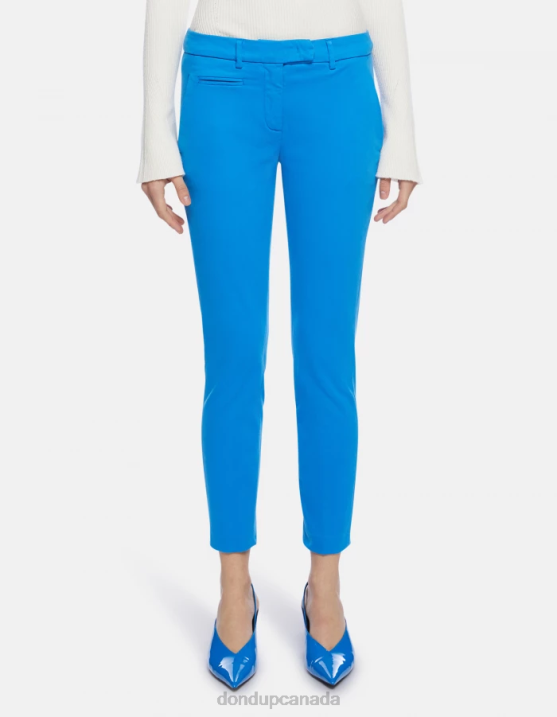 DONDUP Women Perfect Slim-Fit Tricotine Trousers XF8V212 Apparel Turquoise