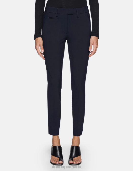 DONDUP Women Perfect Slim-Fit Trousers in Wool XF8V183 Apparel Navy Blue