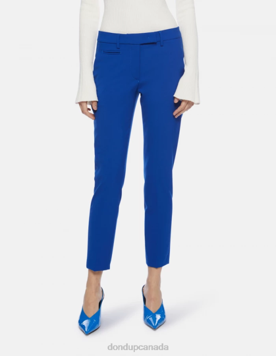 DONDUP Women Perfect Slim-Fit Trousers in Wool XF8V184 Apparel Royal Blue