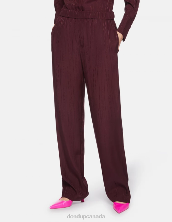 DONDUP Women Grace Pyjama-Style Silk-Blend Trousers XF8V211 Apparel Prugna